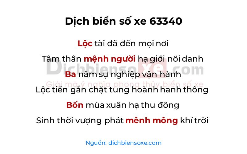 Dịch thơ biển số 63340