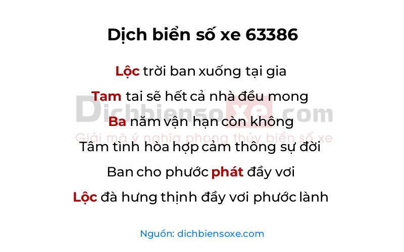 Dịch thơ biển số 63386