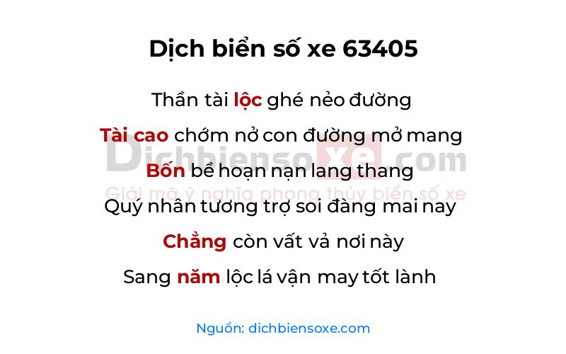 Dịch thơ biển số 63405