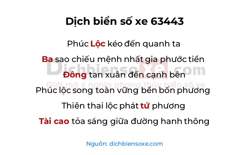 Dịch thơ biển số 63443