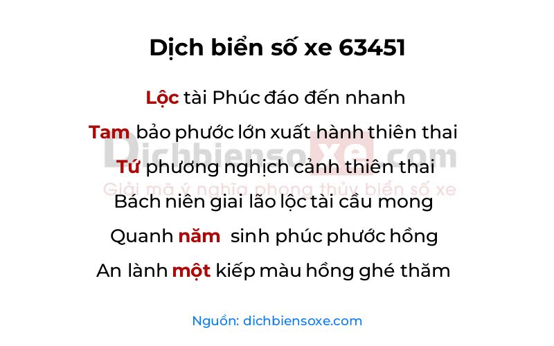 Dịch thơ biển số 63451