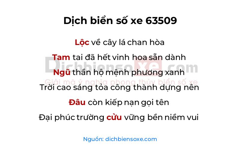 Dịch thơ biển số 63509