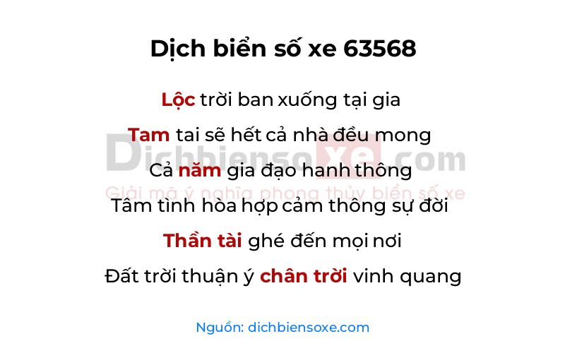 Dịch thơ biển số 63568