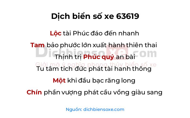 Dịch thơ biển số 63619