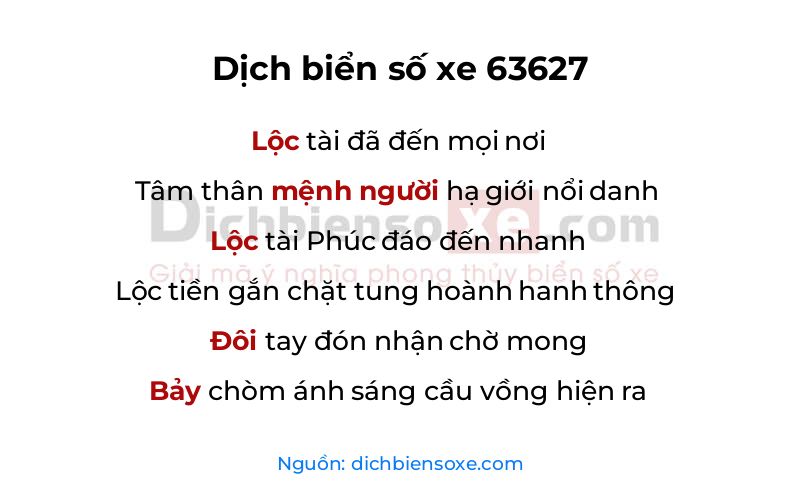 Dịch thơ biển số 63627