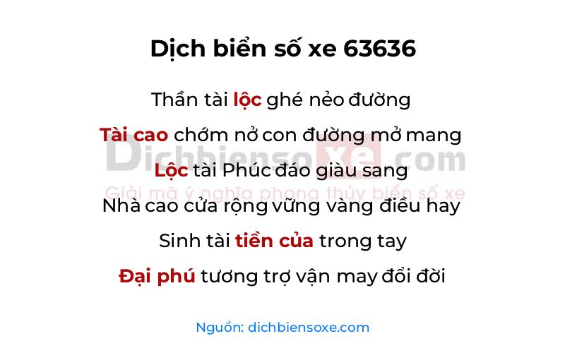 Dịch thơ biển số 63636