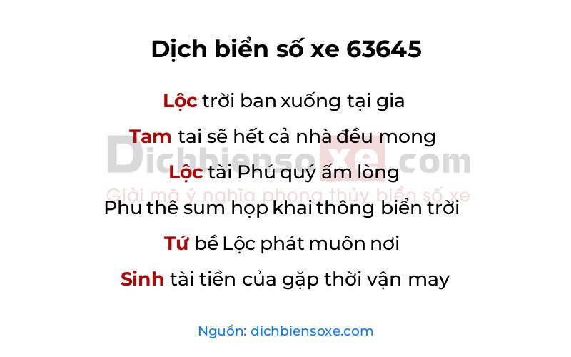 Dịch thơ biển số 63645