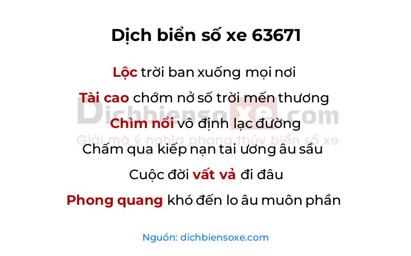 Dịch thơ biển số 63671