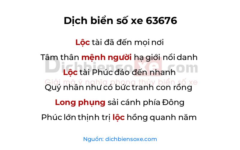 Dịch thơ biển số 63676