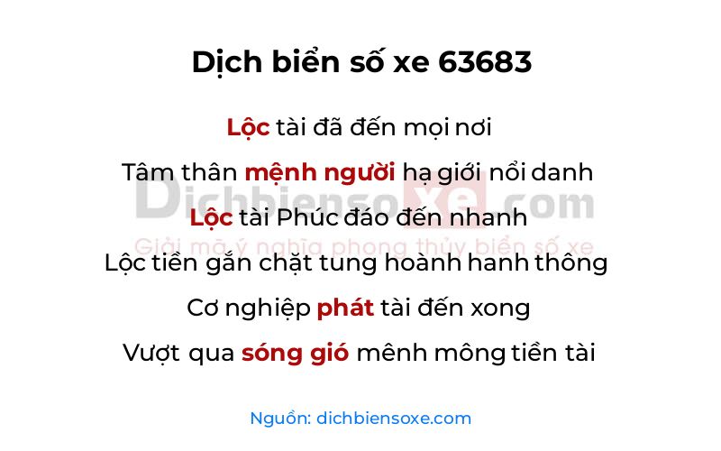 Dịch thơ biển số 63683