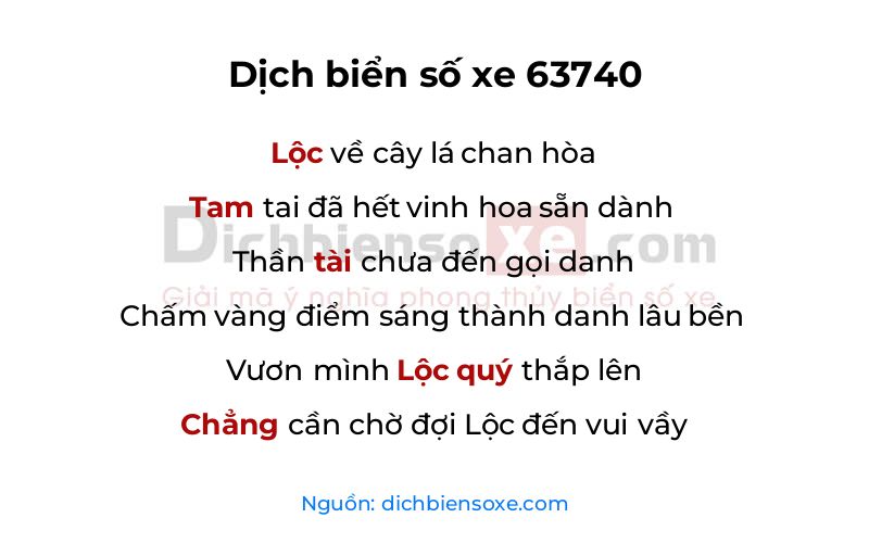 Dịch thơ biển số 63740