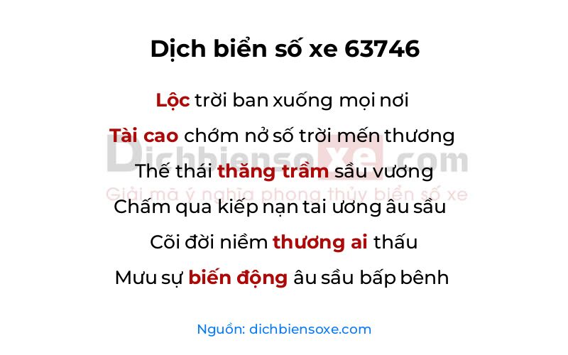 Dịch thơ biển số 63746