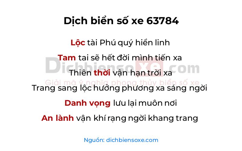 Dịch thơ biển số 63784