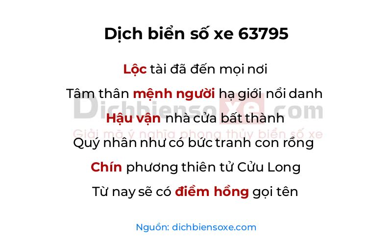 Dịch thơ biển số 63795