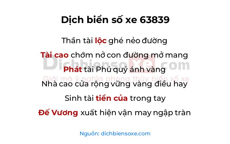 Dịch thơ biển số 63839