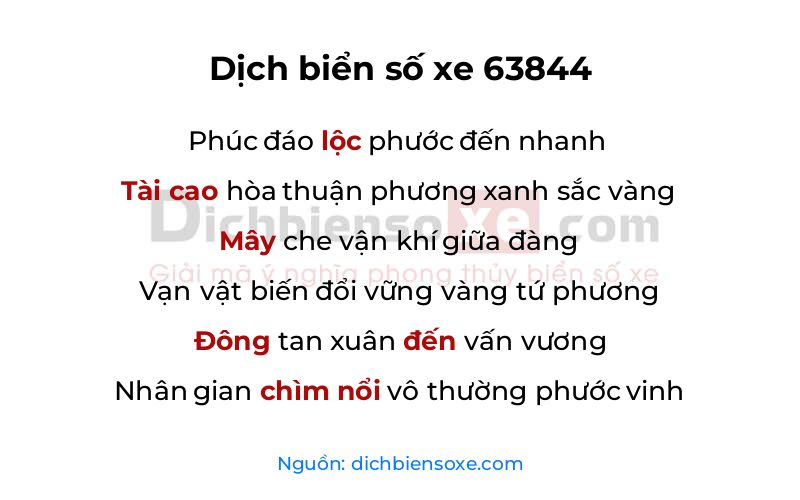 Dịch thơ biển số 63844