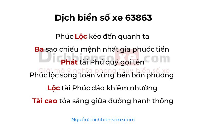 Dịch thơ biển số 63863