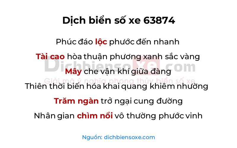 Dịch thơ biển số 63874