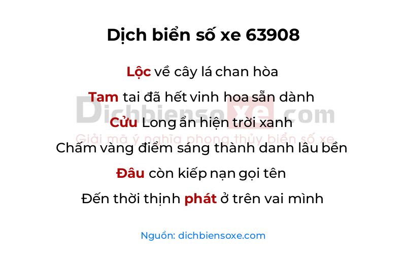 Dịch thơ biển số 63908