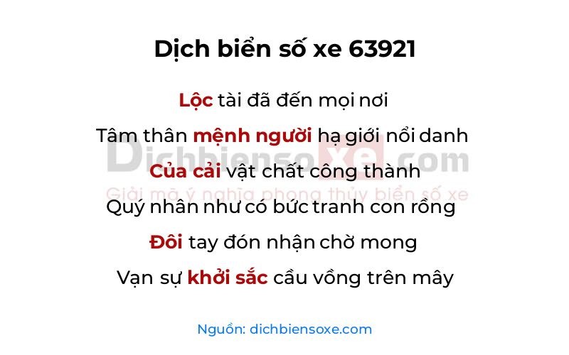 Dịch thơ biển số 63921