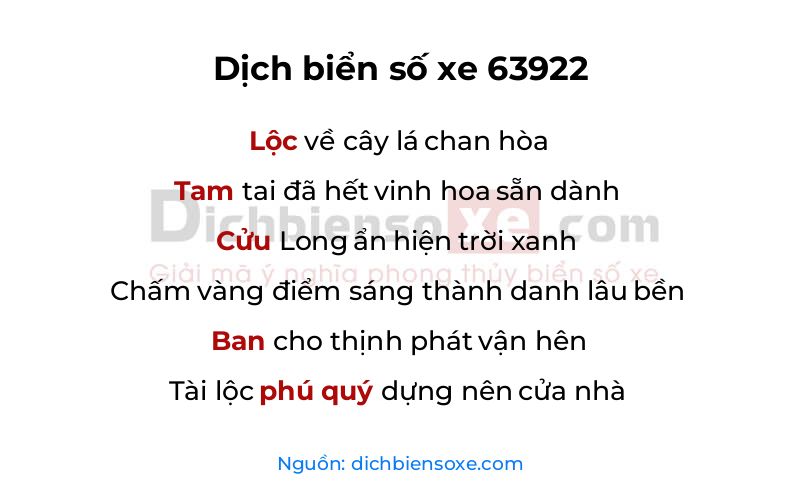 Dịch thơ biển số 63922