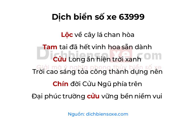 Dịch thơ biển số 63999