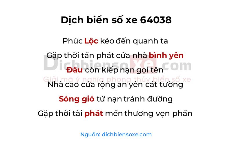 Dịch thơ biển số 64038