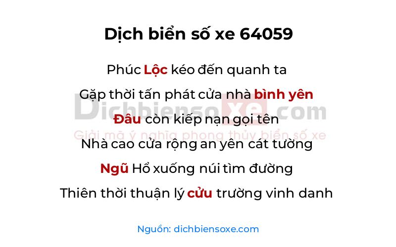 Dịch thơ biển số 64059