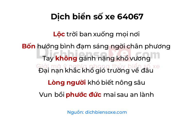 Dịch thơ biển số 64067