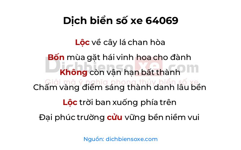 Dịch thơ biển số 64069