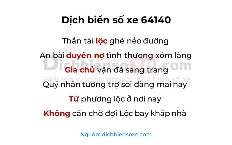 Dịch thơ biển số 64140