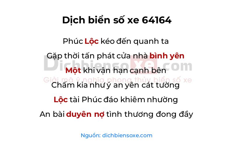 Dịch thơ biển số 64164
