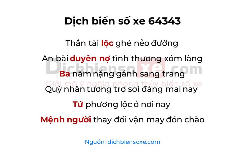 Dịch thơ biển số 64343