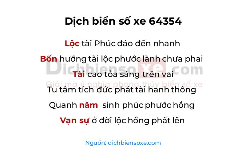 Dịch thơ biển số 64354