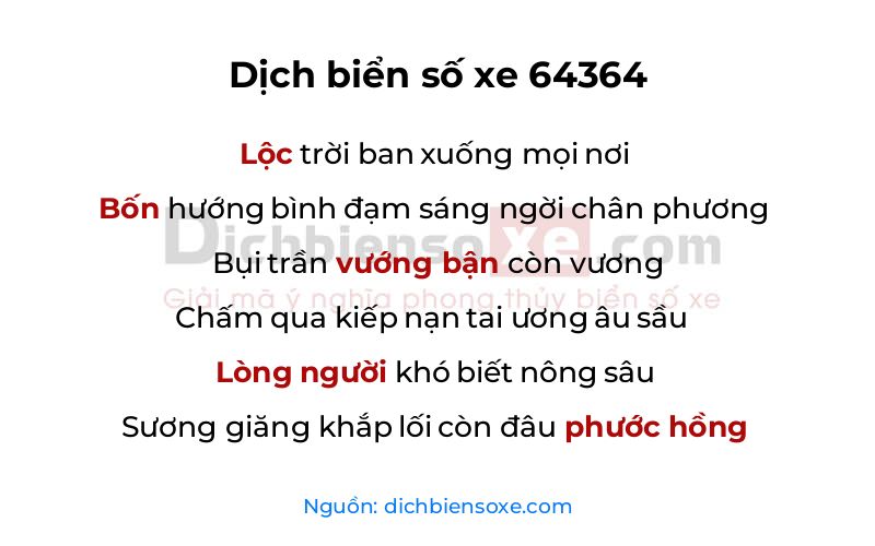 Dịch thơ biển số 64364