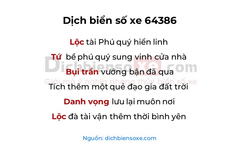 Dịch thơ biển số 64386