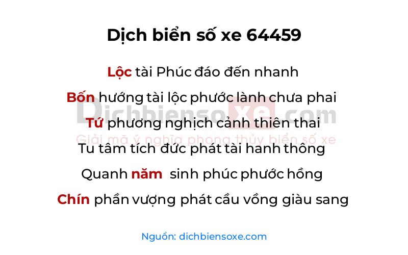 Dịch thơ biển số 64459
