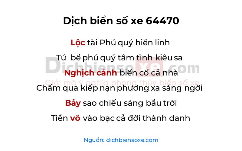 Dịch thơ biển số 64470