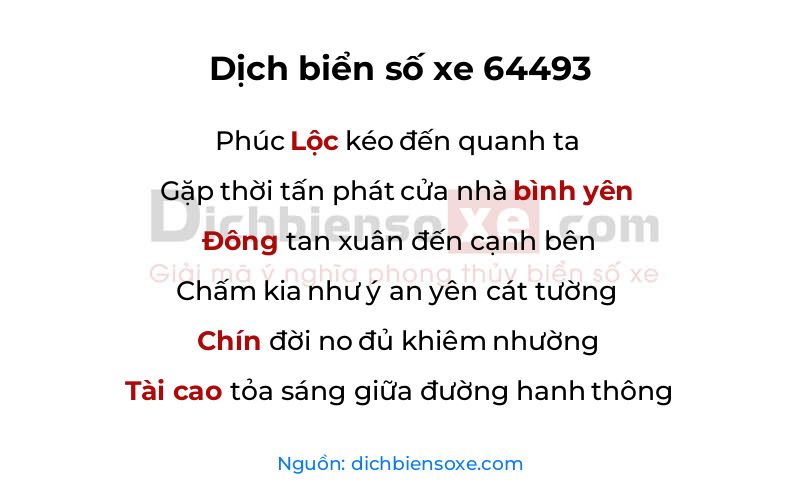 Dịch thơ biển số 64493