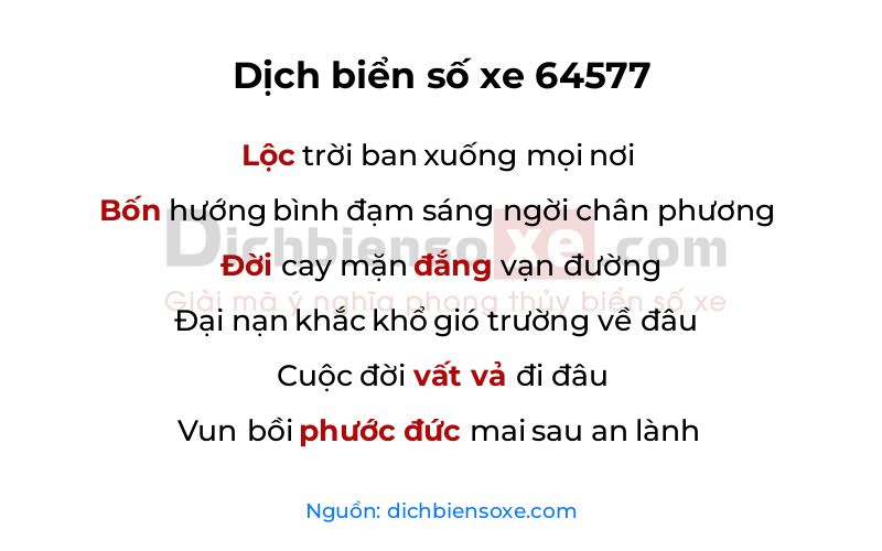 Dịch thơ biển số 64577