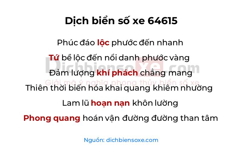 Dịch thơ biển số 64615