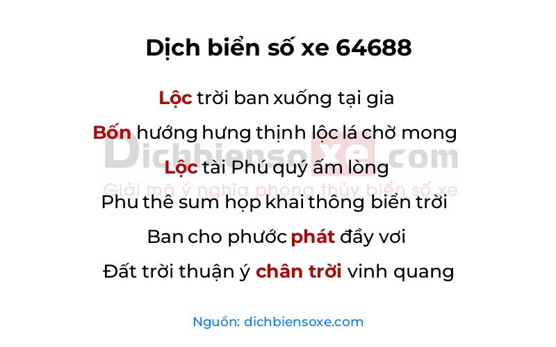 Dịch thơ biển số 64688
