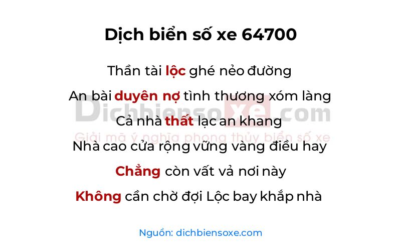 Dịch thơ biển số 64700