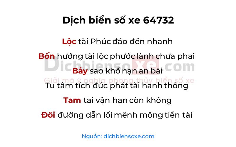 Dịch thơ biển số 64732