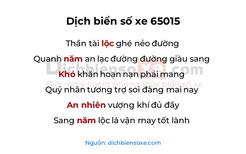 Dịch thơ biển số 65015