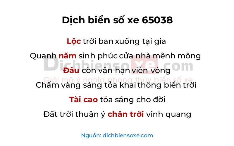 Dịch thơ biển số 65038