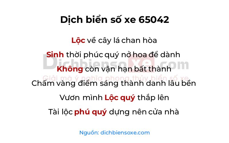 Dịch thơ biển số 65042