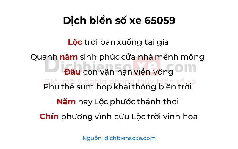 Dịch thơ biển số 65059