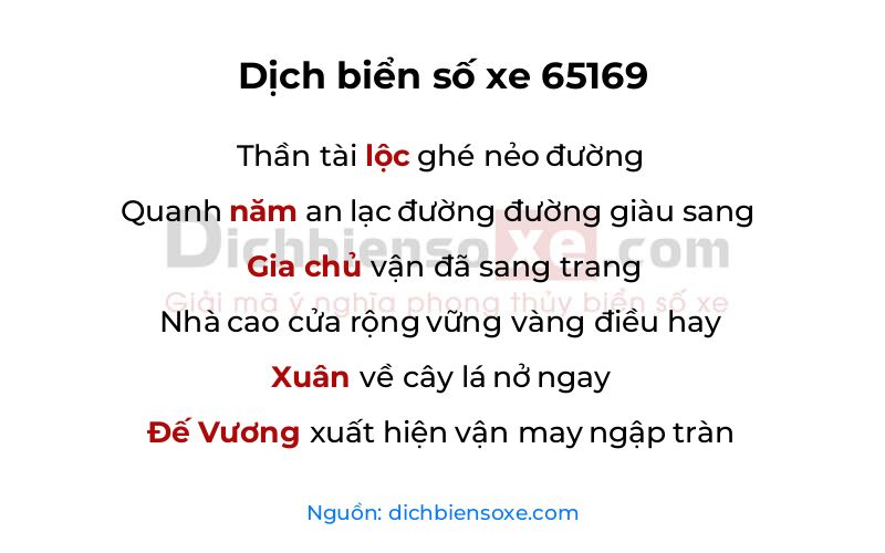 Dịch thơ biển số 65169