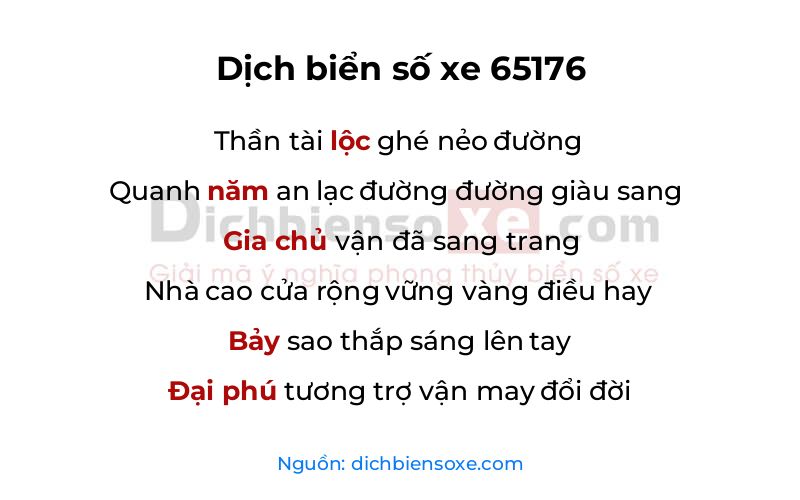 Dịch thơ biển số 65176